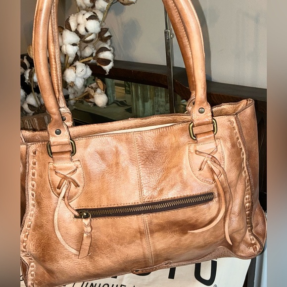 NWT Bed Stu Rockababy Leather Satchel Crossbody Shoulder Bag Tan Rustic $295 - Picture 5 of 13